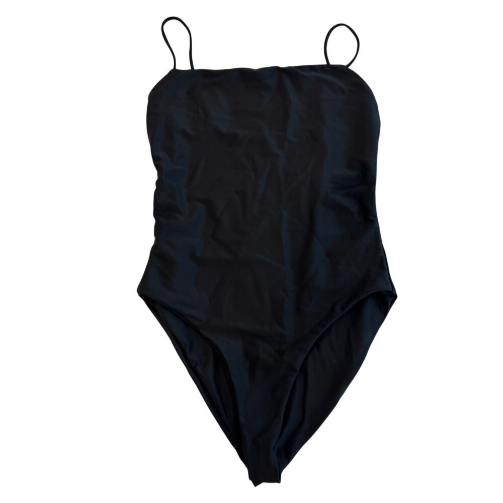Jade Swim Layla Black One Piece Swimsuit Square Neck Spaghetti Strap Medium NEW